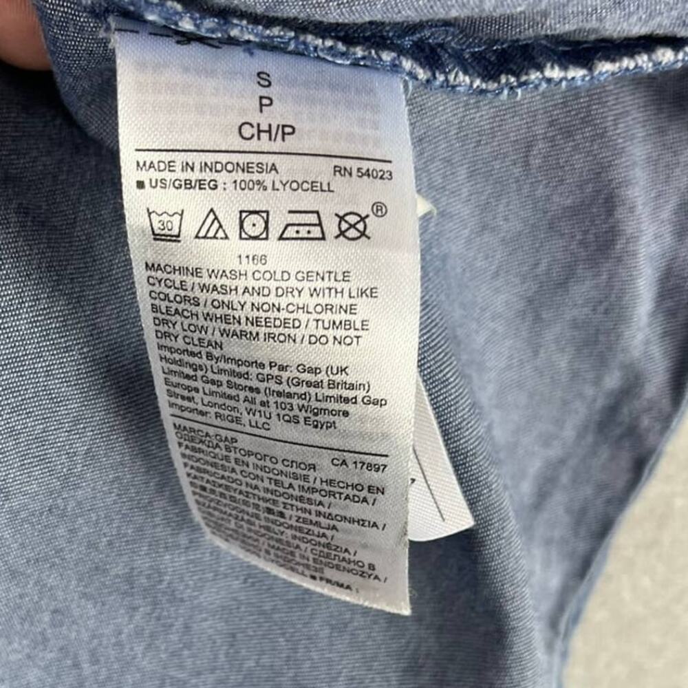 Gap Womens Small Blue Chambray L/S Button Front Shirt Dress Lyocell No Belt - Picture 7 of 10